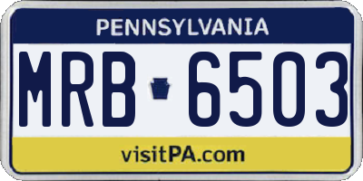 PA license plate MRB6503