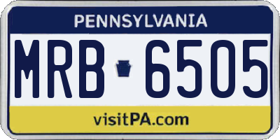 PA license plate MRB6505
