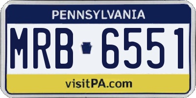 PA license plate MRB6551