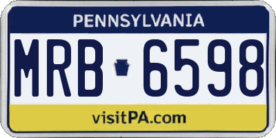 PA license plate MRB6598