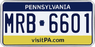 PA license plate MRB6601