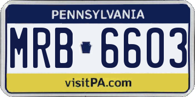 PA license plate MRB6603