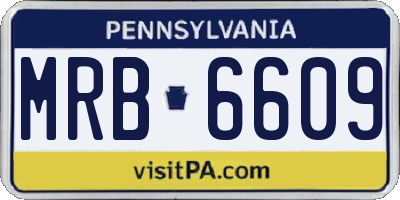PA license plate MRB6609