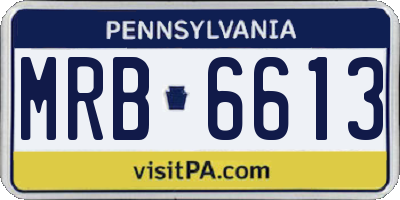 PA license plate MRB6613