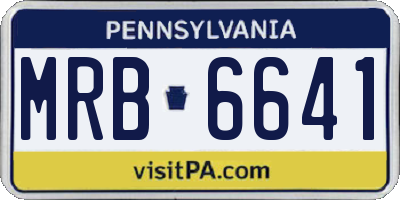 PA license plate MRB6641