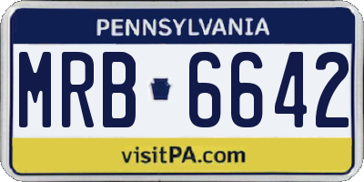 PA license plate MRB6642