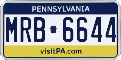 PA license plate MRB6644