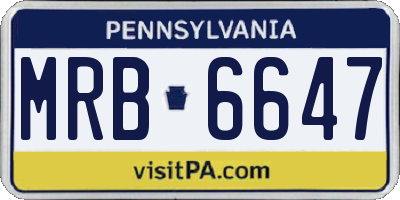 PA license plate MRB6647