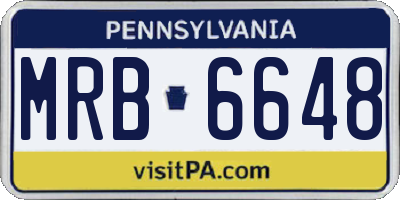 PA license plate MRB6648