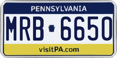 PA license plate MRB6650