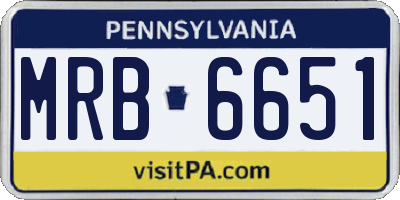 PA license plate MRB6651