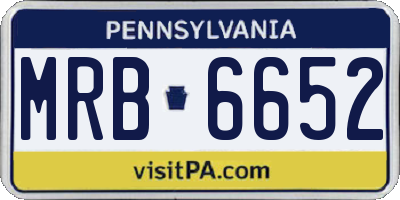 PA license plate MRB6652