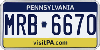 PA license plate MRB6670