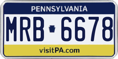 PA license plate MRB6678