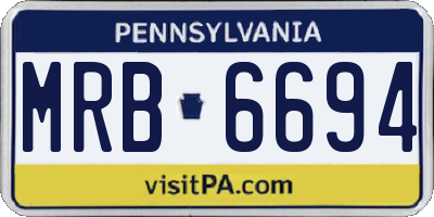 PA license plate MRB6694