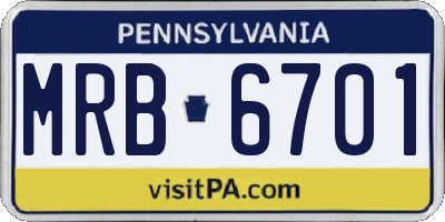 PA license plate MRB6701