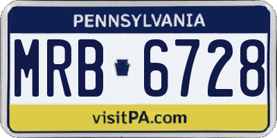 PA license plate MRB6728
