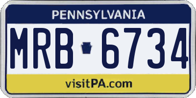 PA license plate MRB6734