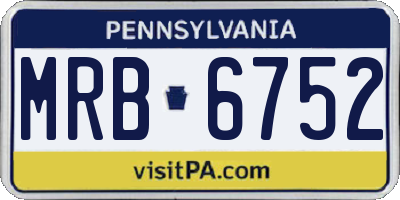 PA license plate MRB6752