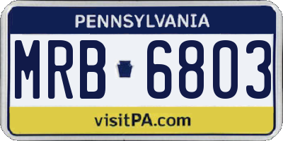 PA license plate MRB6803