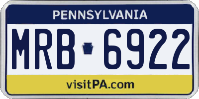 PA license plate MRB6922