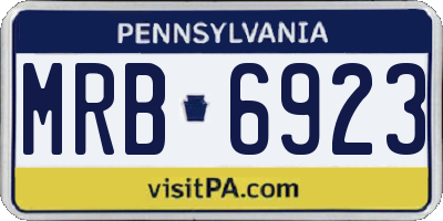 PA license plate MRB6923