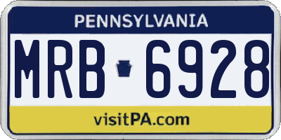 PA license plate MRB6928
