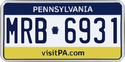 PA license plate MRB6931