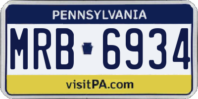 PA license plate MRB6934