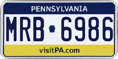 PA license plate MRB6986