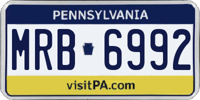 PA license plate MRB6992