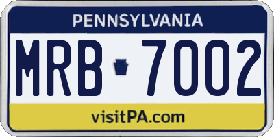 PA license plate MRB7002