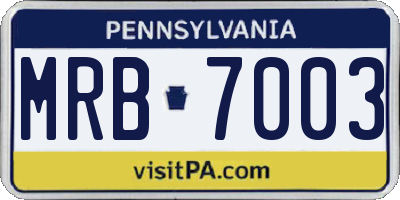 PA license plate MRB7003