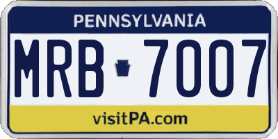 PA license plate MRB7007
