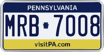 PA license plate MRB7008