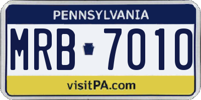 PA license plate MRB7010
