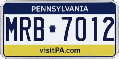 PA license plate MRB7012
