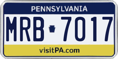 PA license plate MRB7017