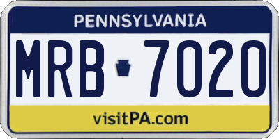 PA license plate MRB7020