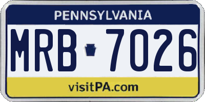 PA license plate MRB7026