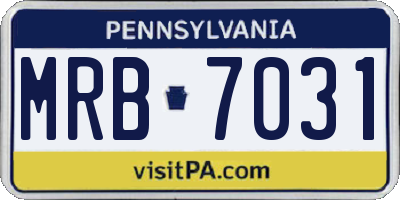 PA license plate MRB7031