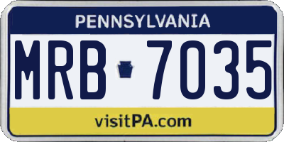 PA license plate MRB7035
