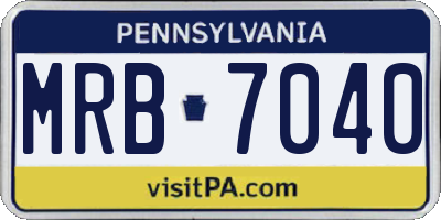 PA license plate MRB7040