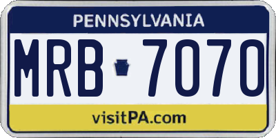 PA license plate MRB7070