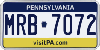 PA license plate MRB7072
