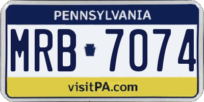 PA license plate MRB7074