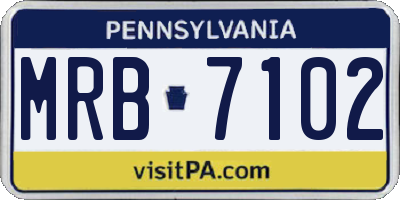 PA license plate MRB7102