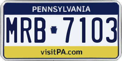 PA license plate MRB7103