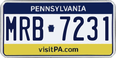 PA license plate MRB7231
