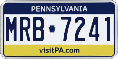 PA license plate MRB7241